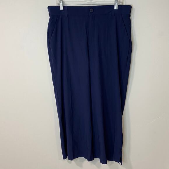Duluth Trading Co Women's Pants Flexcellence Crop Leg Navy Blue 14 Reg - Picture 1 of 8